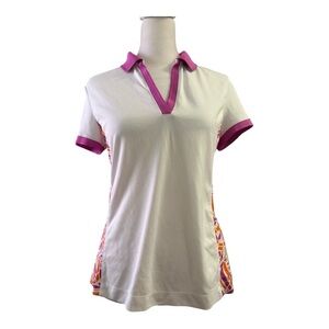 Women's Callaway White/Pink Golf Polo Small
